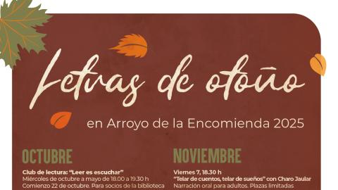 El ciclo cultural 'Letras en otoño' regresa con una decena de propuestas en torno a la literatura